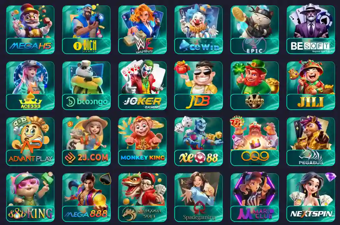 SC7 games section showing pokies or slots and the provider list